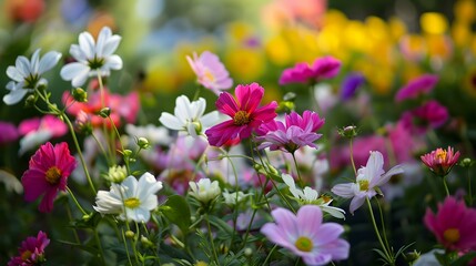 Fototapeta premium Colorful Cosmos Flowers Blooming in the Garden