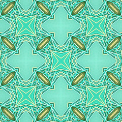 Digital illustration of intricate patterns in bright green and yellow. 3d rendering