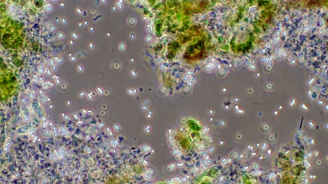 Diverse Bacteria under 40x Phase Contrast Microscopy #3