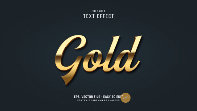 Gold script editable text effect, elegant gold text style