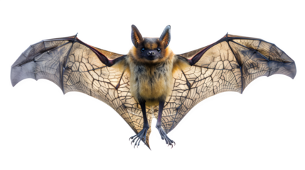 Halloween Bat with Outstretched Wings, Spooky and Mysterious Flying Creature, Iconic Halloween Symbol, png file, isolated on white