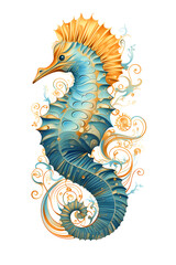 Fototapeta premium vintage illustrated sea horse, nature, maritime sea horse, seahorse