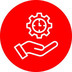 Time Management Vector Line White Circle Red