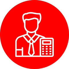 Accountant Vector Line White Circle Red