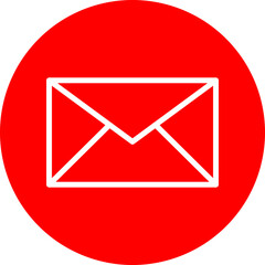 Mail Vector Line White Circle Red