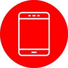 Tablet Vector Line White Circle Red