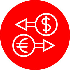Money Exchange Vector Line White Circle Red