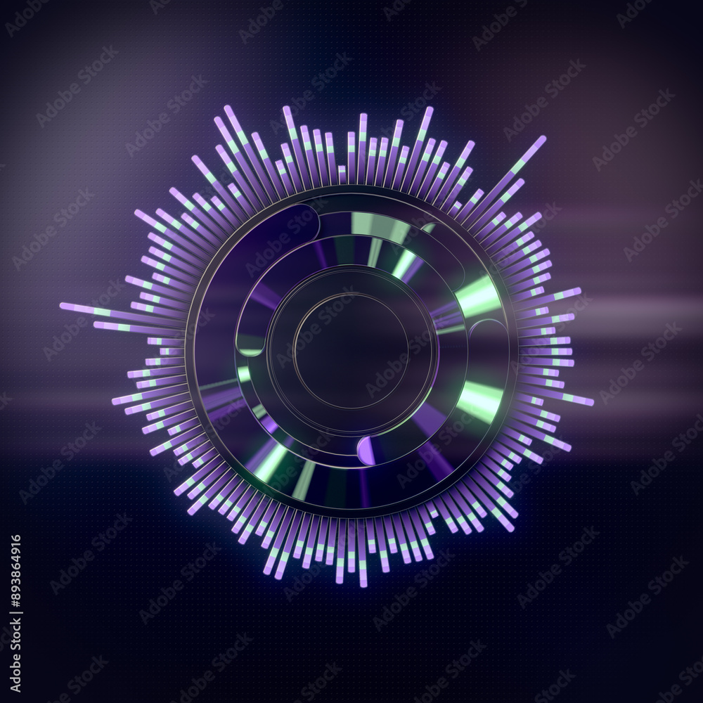 Poster Futuristic graphic elements with circular shapes and numerous lines. 3d rendering digital illustration