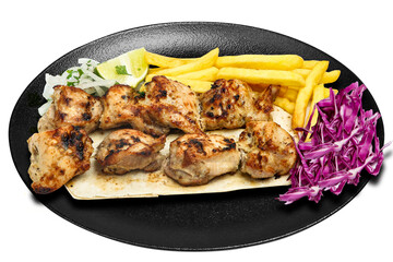 Kabab, Chicken Kabab, Chicken Kabab with Salad and potato Chips