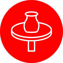 Pottery Wheel Vector Line White Circle Red