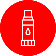 Glue Stick Vector Line White Circle Red