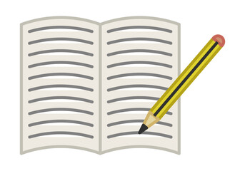 Libro abierto con lápiz escribiendo