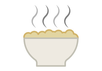 Tazón blanco con comida caliente 