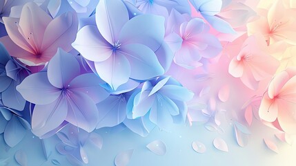 Background with muted-tone paper cut flowers and calming gradient effects
