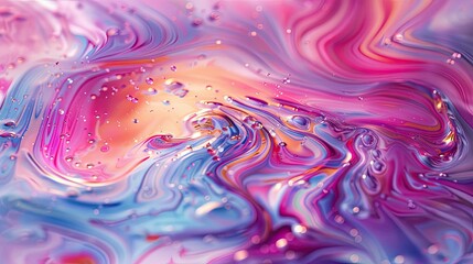 Fototapeta premium Abstract swirls of iridescent oil on water capturing shifting colors