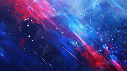 Obraz premium Deep blue tones with red streaks and white points USA flag inspired wallpaper