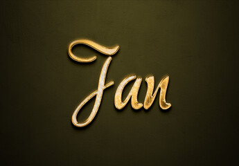 Old gold text effect of Deutsche name Jan with 3D glossy style Mockup.