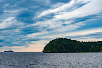 Ladoga skerries. Islands in Lake Ladoga, Karelia, overcast weather
