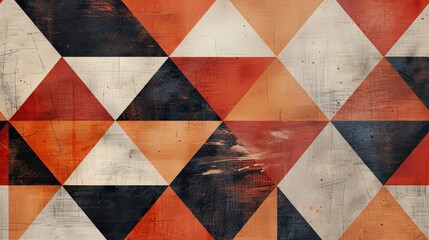 Retro background with triangular shapes terracotta hues and ceramic-inspired patterns