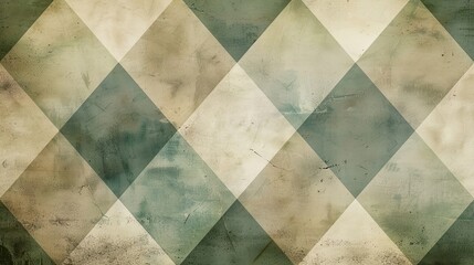 Retro background with tessellated diamonds and green and beige hues as backdrop