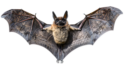 Halloween Bat with Outstretched Wings, Spooky and Mysterious Flying Creature, Iconic Halloween Symbol, png file, isolated on white