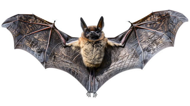Halloween Bat with Outstretched Wings, Spooky and Mysterious Flying Creature, Iconic Halloween Symbol, png file, isolated on white