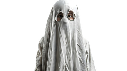 Halloween Costume for Kids Featuring Child Dressed as a Ghost, Halloween Spirit and Creativity, png file, isolated on white