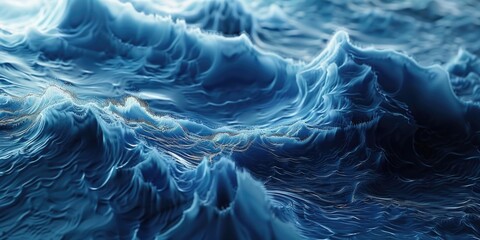 The ocean's waves creating a dynamic, frothy scene with white crests.