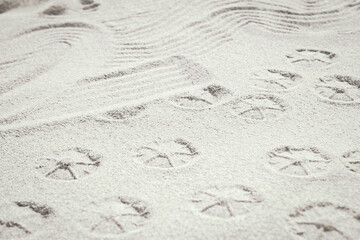 A drawing on the sand by the sea travel background