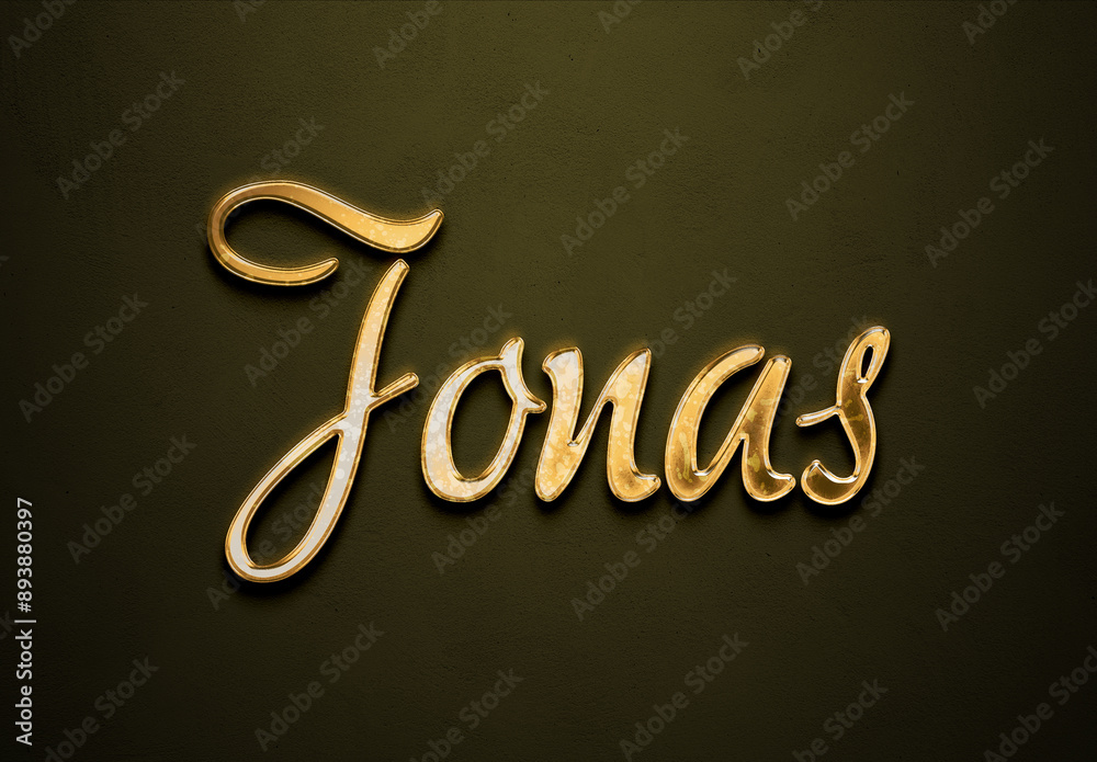 Canvas Prints Old gold text effect of Deutsche name Jonas with 3D glossy style Mockup.