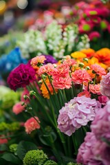 Obraz premium Close Up of Colorful Flowers in a Bouquet