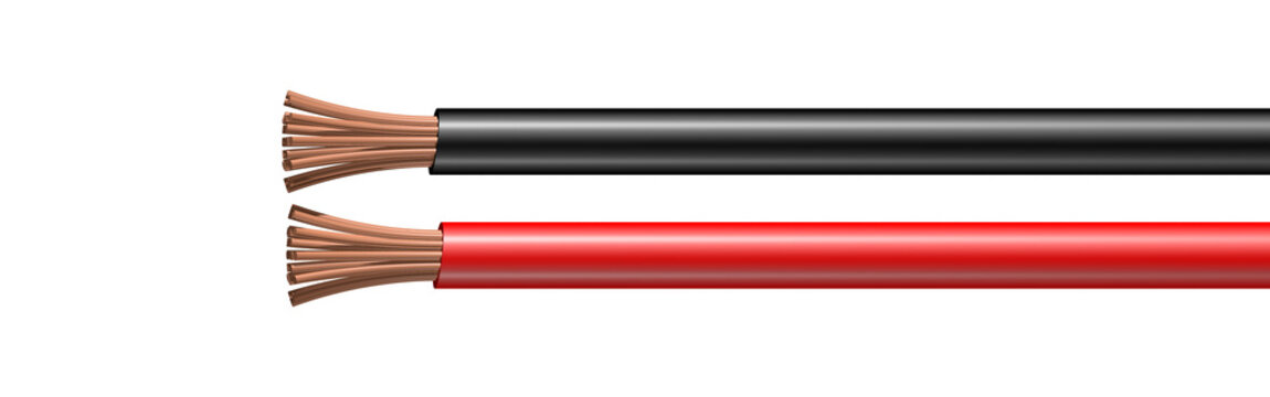 zwei rote und schwarze Stromkabel