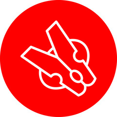 Clothes Peg Vector Line White Circle Red