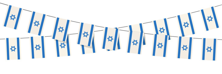 Fototapeta premium Vector illustration of the country flag of Israel white background. Bunting flag for Independence Day celebration.