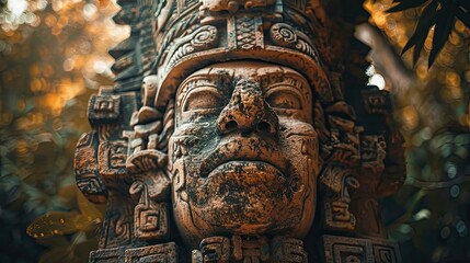 Fototapeta premium Monumental Aztec statue outdoors