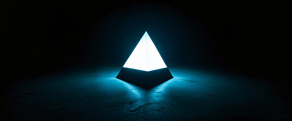 Glowing Pyramid Floating in Dark Void