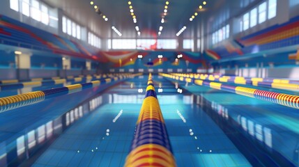 Fototapeta premium A swimming pool with a blue and yellow lane marker