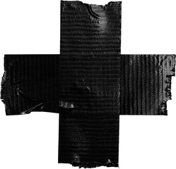 Adesivo colante com fundo transparente. Fita com rugas, amassada, dobrada com bolhas. Tape adesivo preto