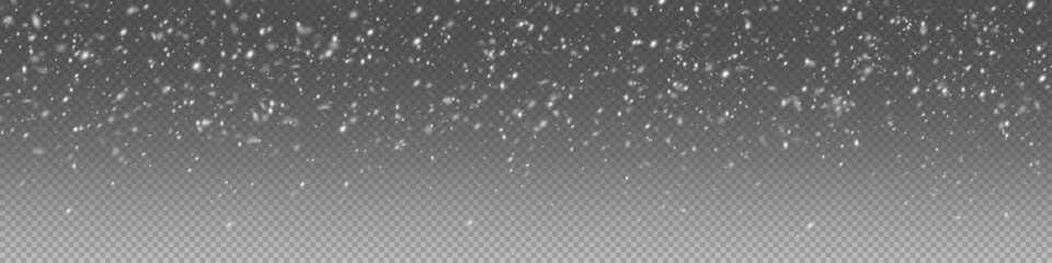 Christmas snowflakes on a transparent background. Snow flakes, snow background. Heavy snowfall, snowflakes in different shapes and forms.