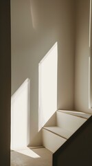Obraz premium Minimalist White Staircase with Sunlight