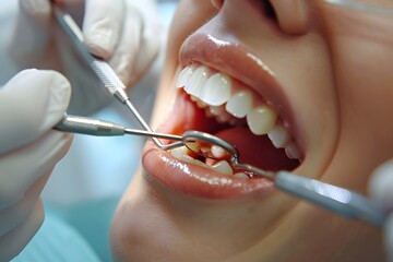 Dental Examination in Progress: Close-Up of Patient's Mouth During Treatment