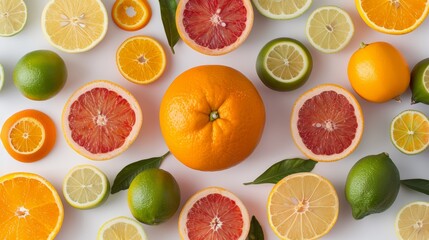 Obraz premium A vibrant pattern of citrus fruit halves arranged in a circular design, with seeds visible, high-resolution photo, realistic photo, hyper realistic