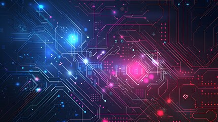 Abstract Futuristic Circuitry with Glowing Lines
