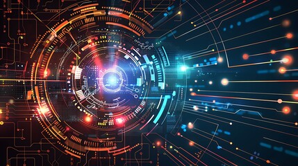 Fototapeta premium Abstract Technology Background with Glowing Circuitry