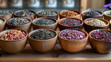 Fototapeta premium herbal tea blends, nourishing herbal teas with natural botanicals for wellness and vitality, offering a wide range of flavor and benefits