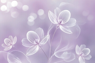 Obraz premium Floral scene background with soft-focus flowers and dreamy bokeh. Wedding invitations, spa branding, or romantic book covers evoking serenity and beauty.