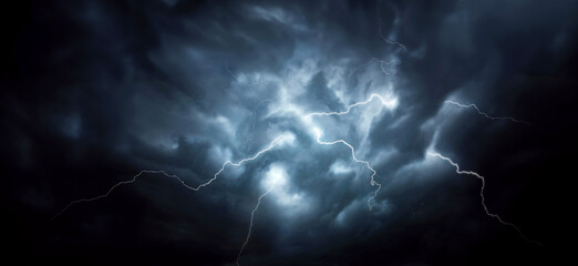Dramatic sky with storm clouds before rain and lightning. Panoramic view of the stormy sky and dark...