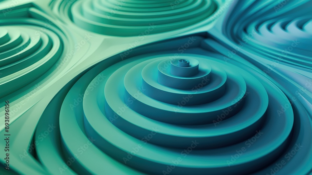 Poster A close-up image of a repeating pattern of teal concentric circles, creating a 3D effect