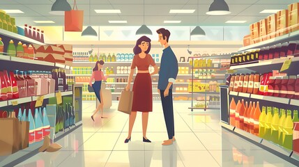A Couple's Conversation in the Grocery Aisle