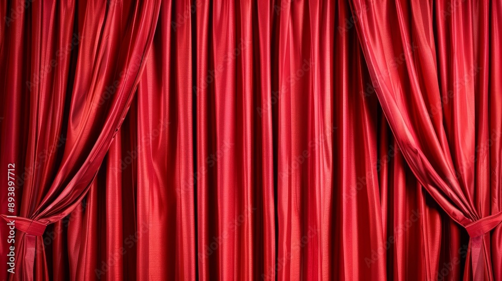 Wall mural red velvet curtains symbolize drama, mystery, performance, grand opening, and entertainment. - red v